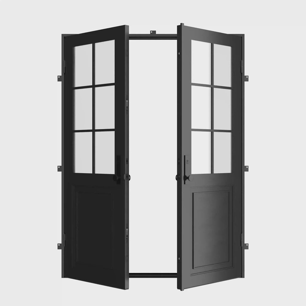 Air Getty double flat steel front doors, luxury exterior steel entry door system