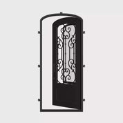 New York black exterior metal mini arch top single door with double-pane tempered glass.