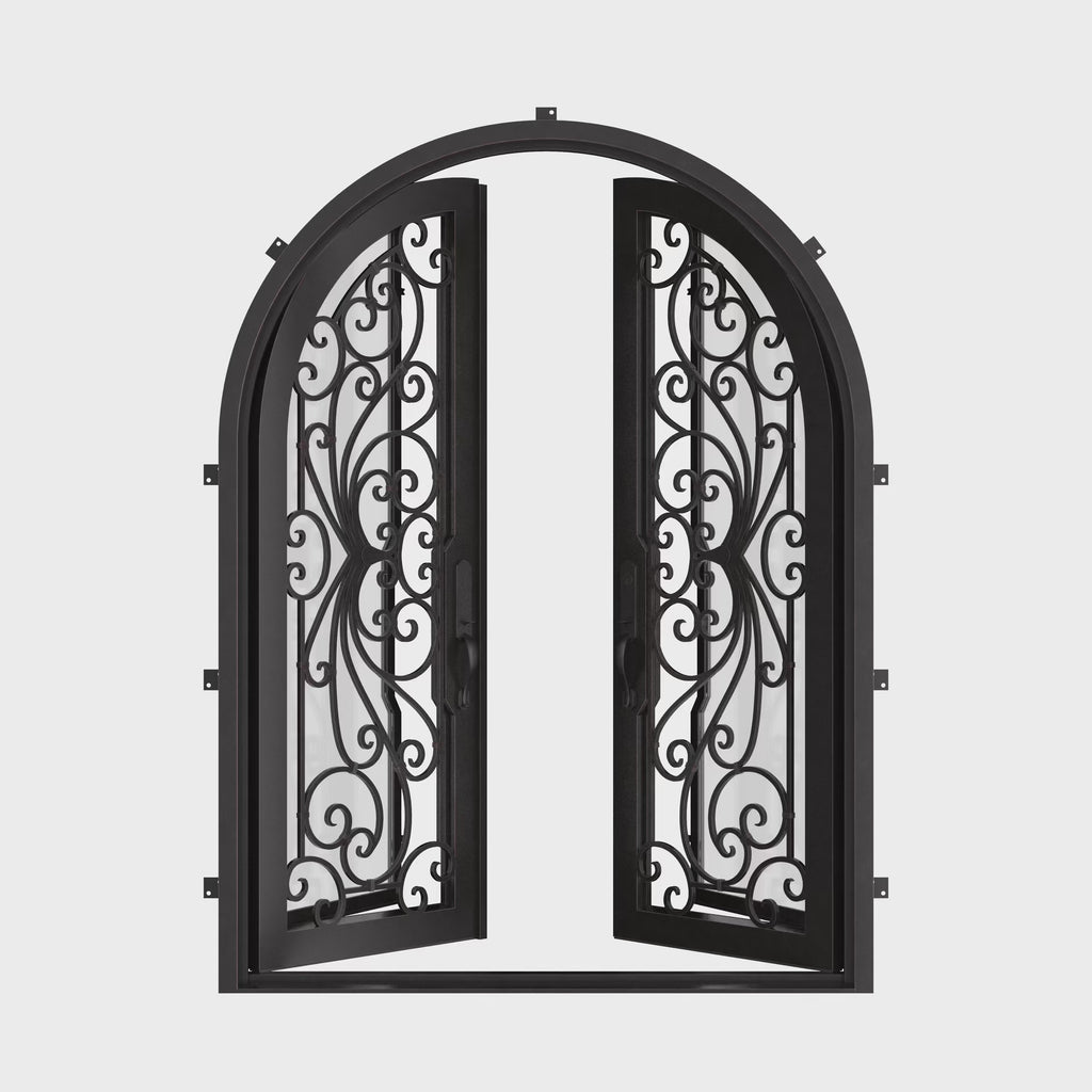 Miracle radius top iron french door in bronze color.