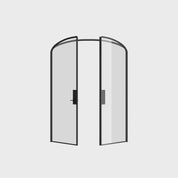 Narrow sightline double mini arch steel door with tempered glass
