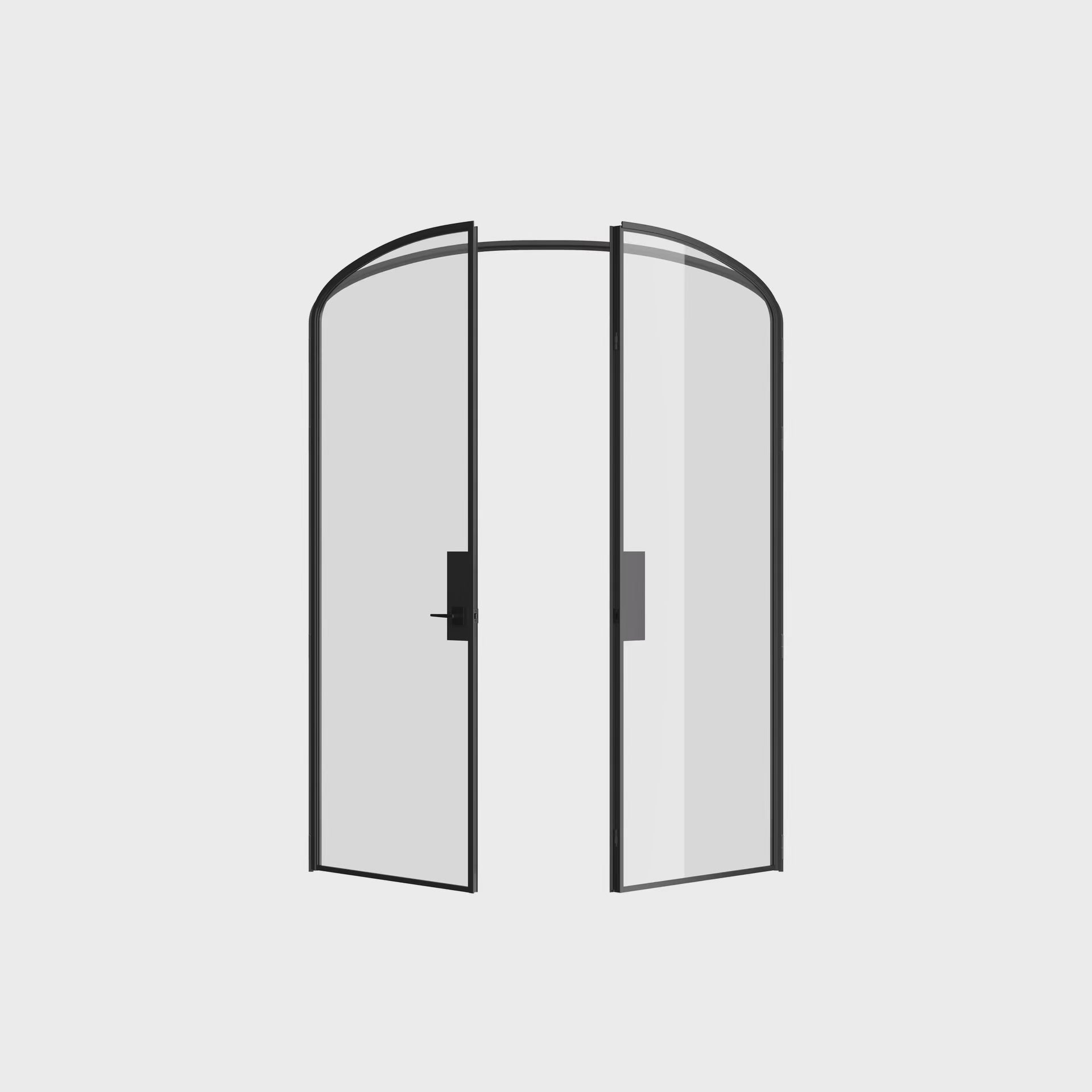 Narrow sightline double mini arch steel door with tempered glass
