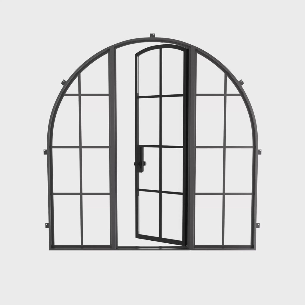 Luxury single full arch architectural steel door with insulated glass