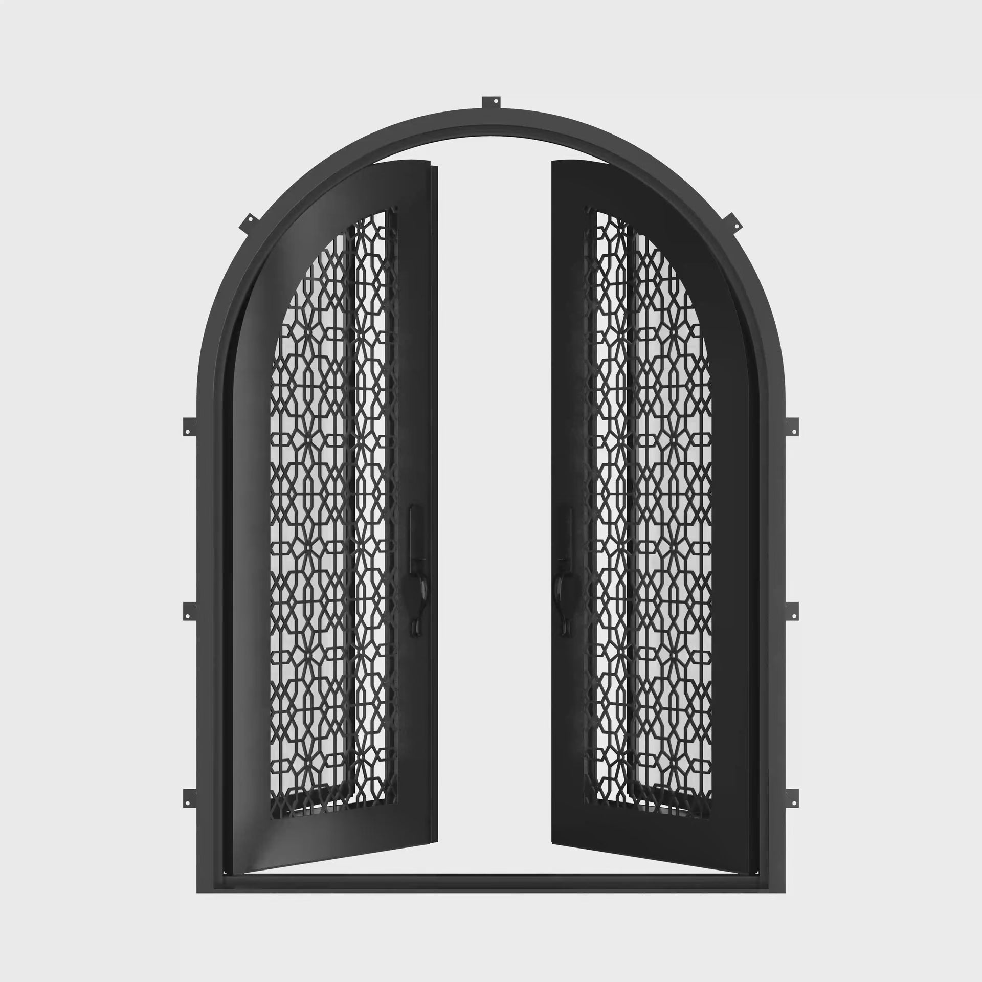 DNA’ Door thermally broken radius top iron door with glass.