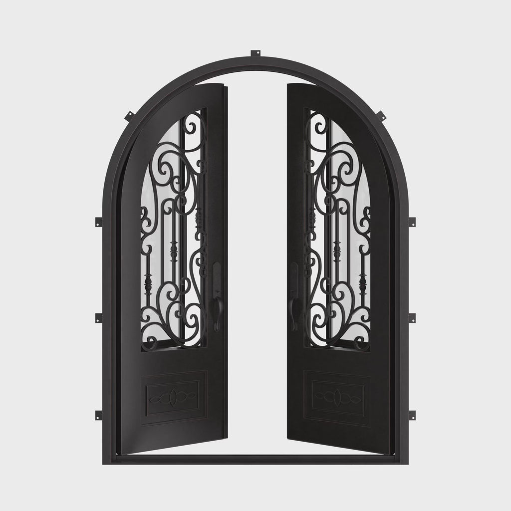 Golden Gate full arch top iron door with thermal barrier.