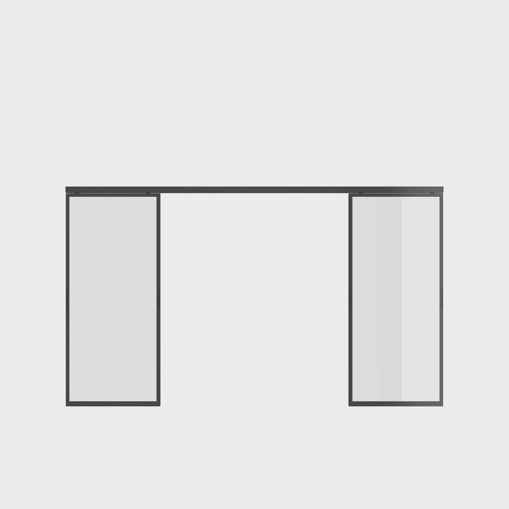 Double flat interior sliding glass door with sleek architectural profile