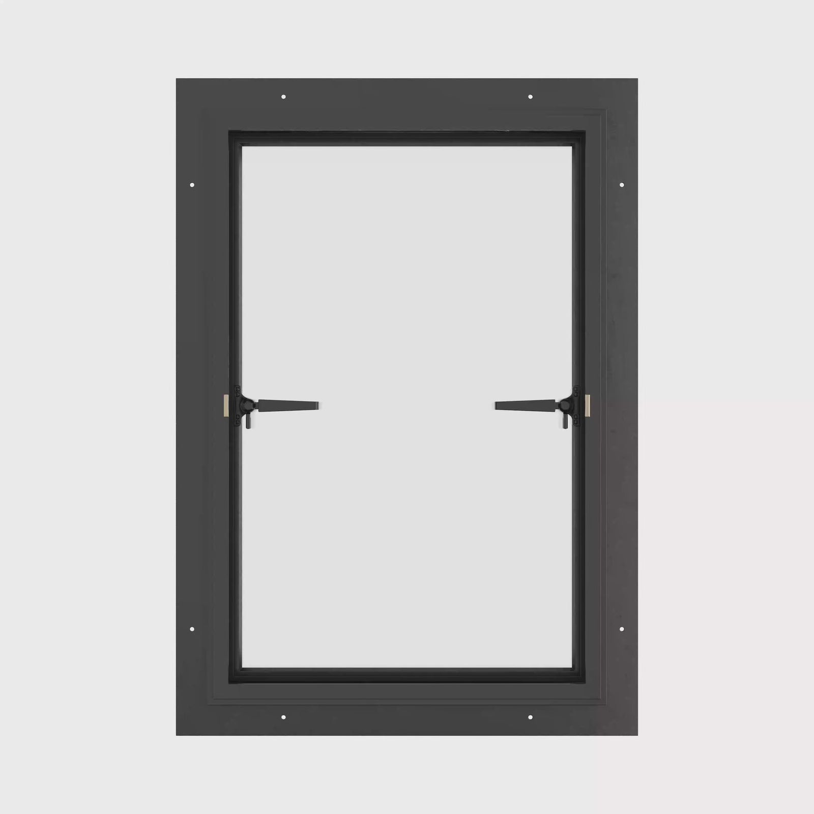Thermally broken push-out steel window, cold-rolled galvanized steel, black, Low-E glass