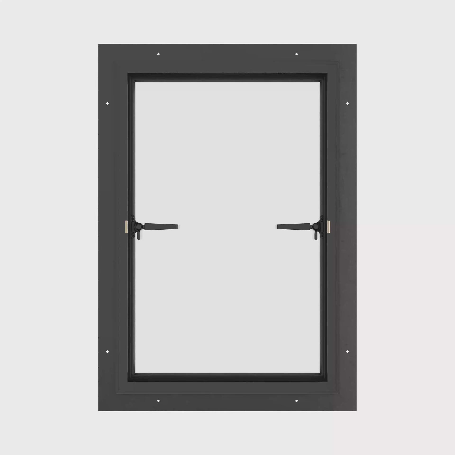 Thermally broken push-out steel window, cold-rolled galvanized steel, black, Low-E glass