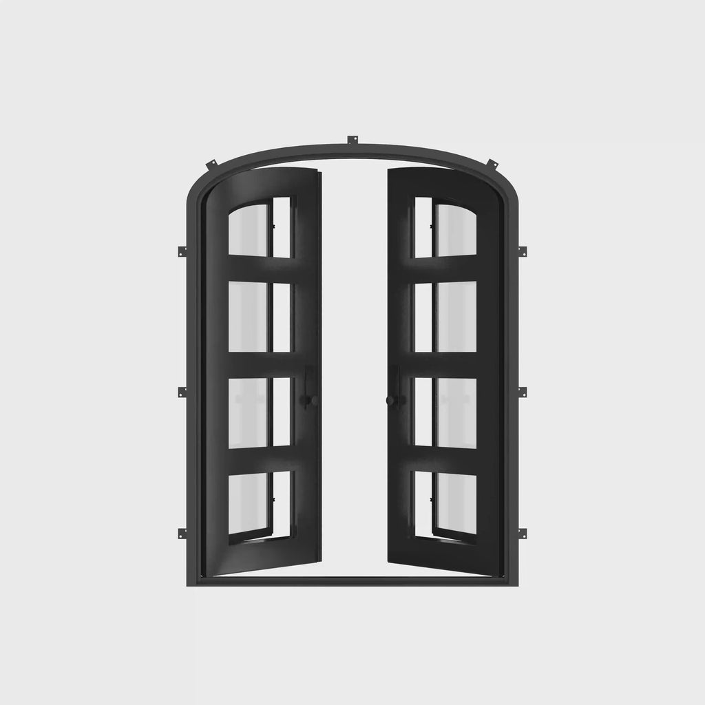 Knox double mini arch architectural steel double doors with curved detailing