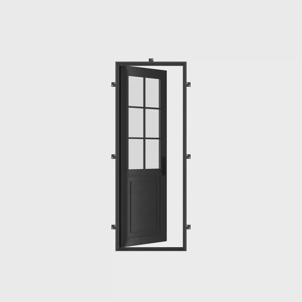 Air Getty single flat residential steel entry door with elegant architectural profile