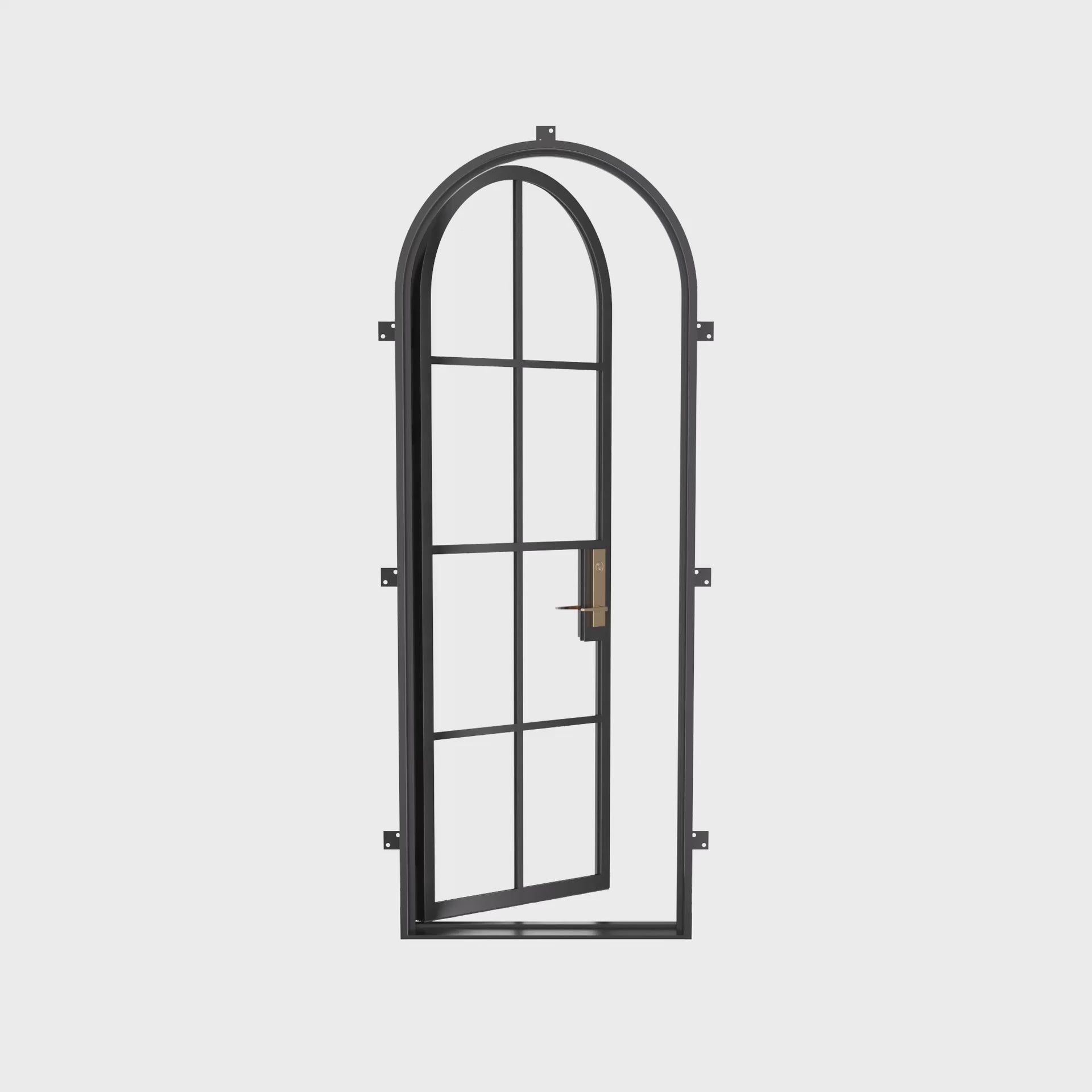 Contemporary arched steel door with energy-efficient frame
