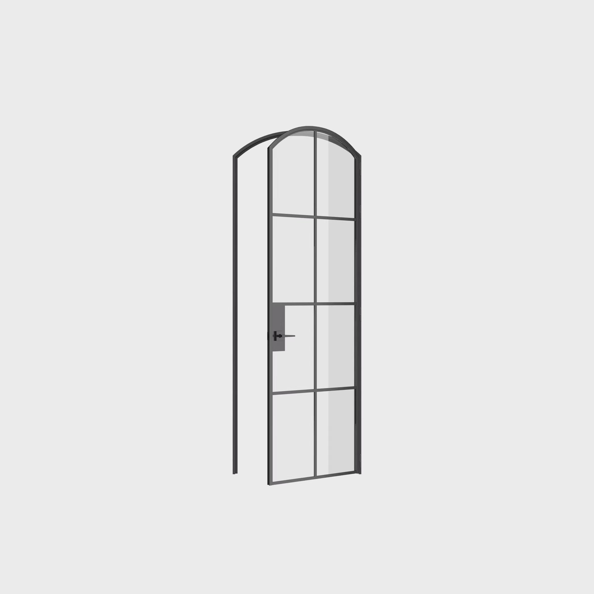 Interior single arch steel door, black factory style