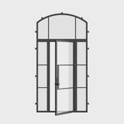Single flat Air 4 door with side glass panels and curved transom