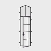 architectural single door with curved top glass and thermal break
