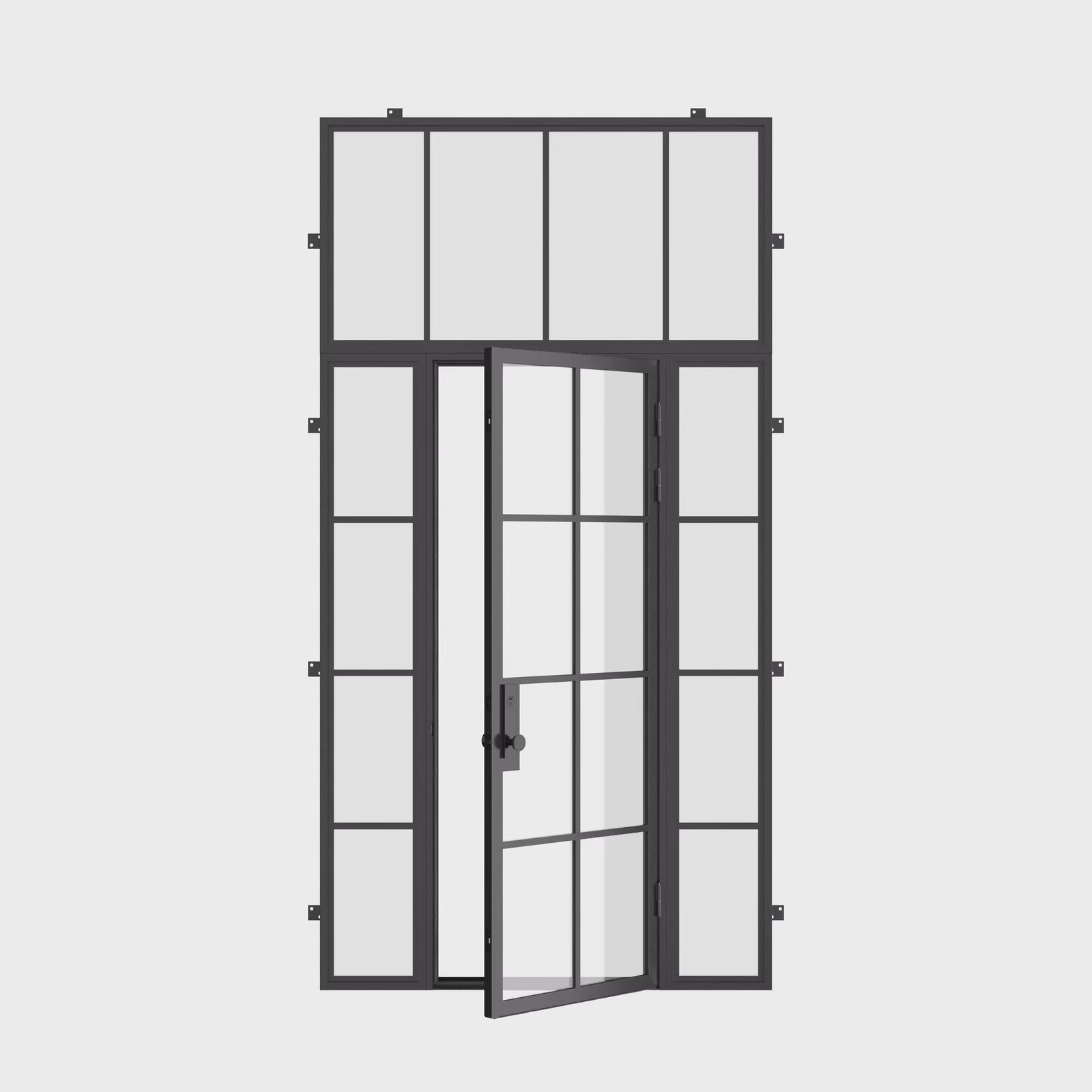 architectural single door with side glass panels and insulated steel design