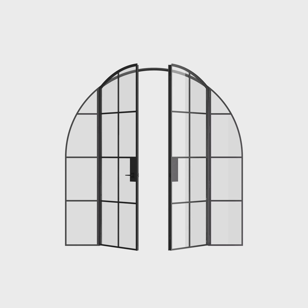 Air 5 double full arch interior doors with side glass panels factory style build