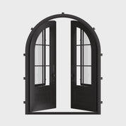Bristol full arch top iron door in bronze with glass.