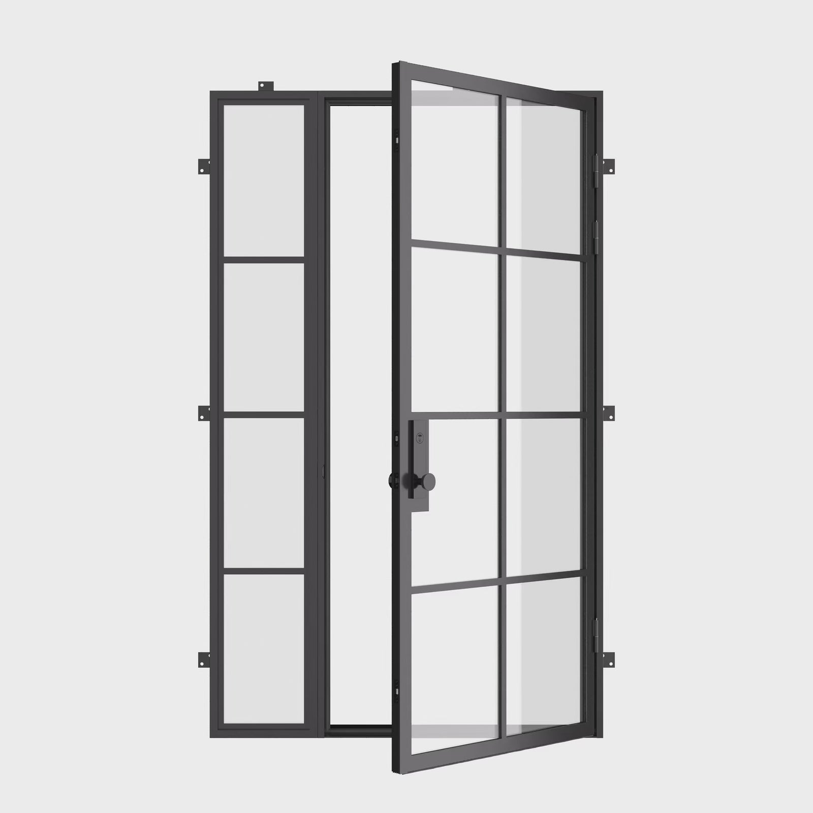 sleek single entry door with left sidelight and thermally broken steel