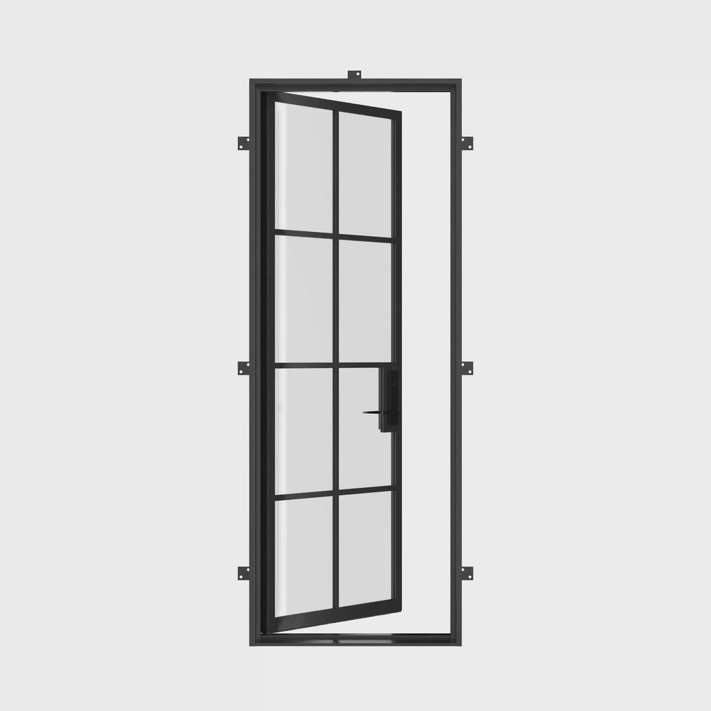 Luxury single flat exterior steel door with safety glass lite