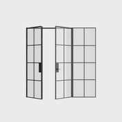 Air 5 double flat interior doors with right sidelight perspective hot-rolled steel frame