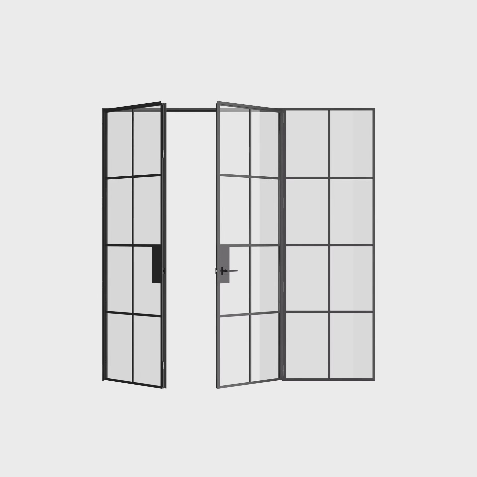 Air 5 double flat interior doors with right sidelight perspective hot-rolled steel frame