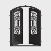 New York bronze colored arched top entry door with glass and thermal break.