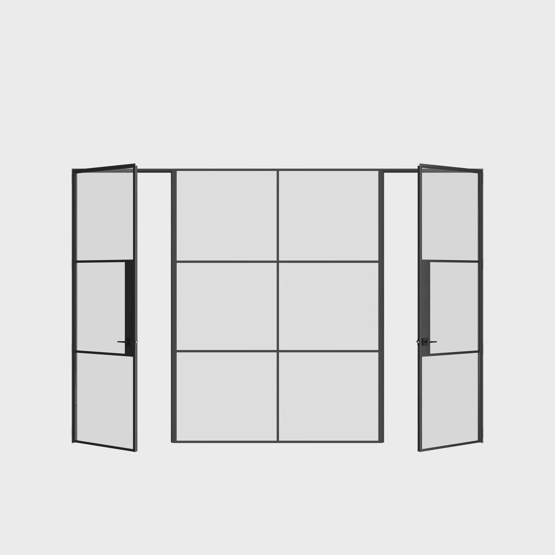 Air 4 architectural OTTOSTUMM steel door trio with slim muntins and single-pane tempered glass