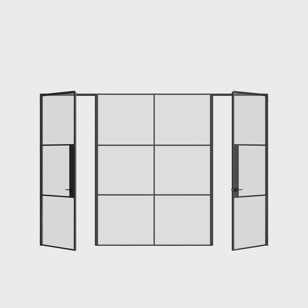 Air 4 architectural OTTOSTUMM steel door trio with slim muntins and single-pane tempered glass