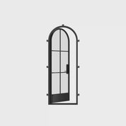 Air 7 single full arch steel front door, modern residential steel entry with curved top