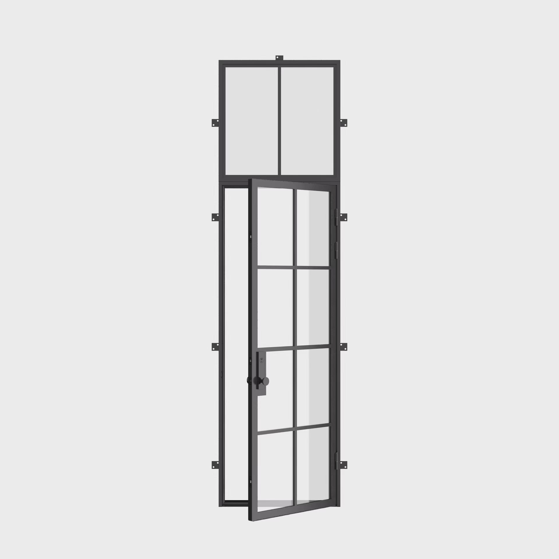 minimalist single entry with flat window and thermal break