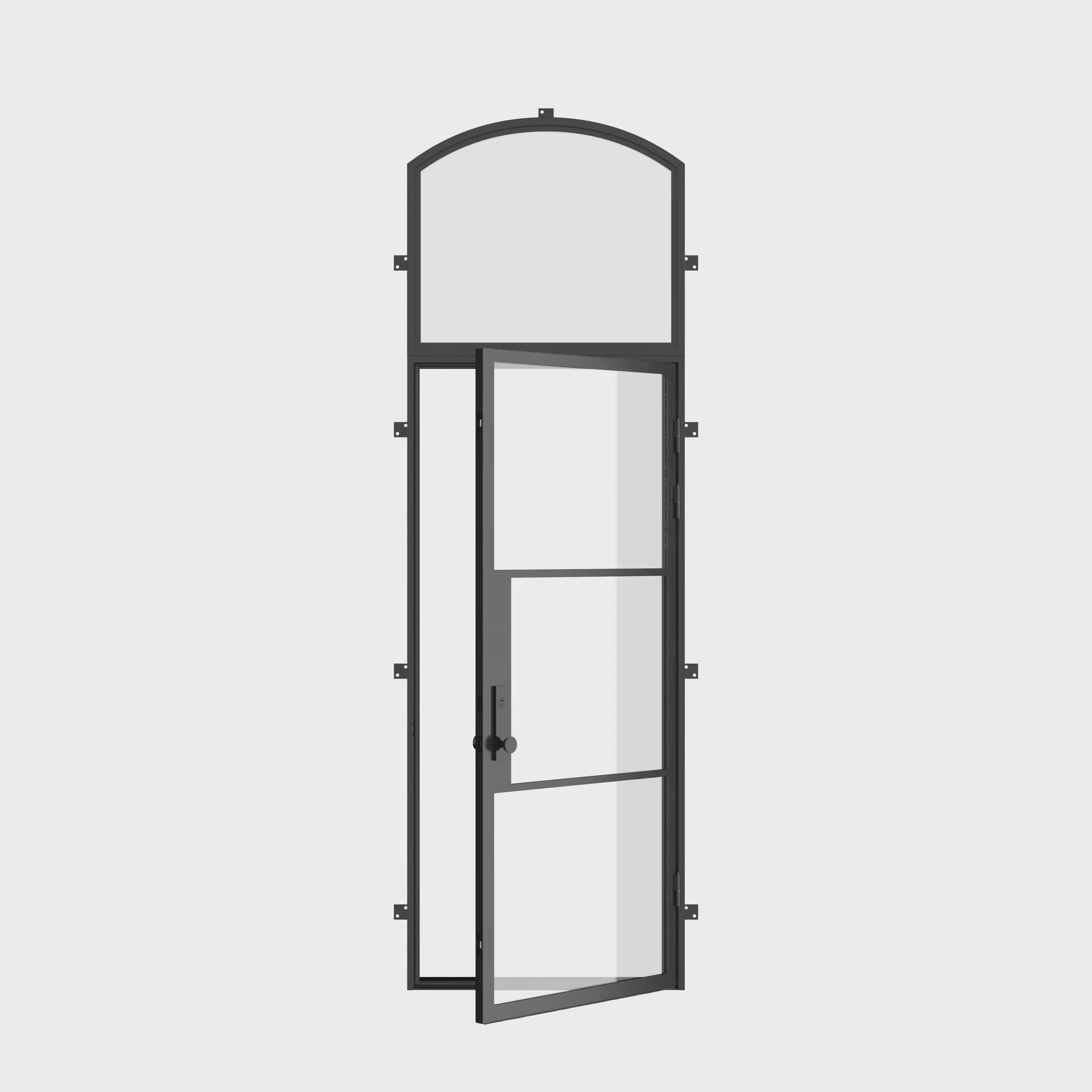 Energy efficient single steel door with arched top lite