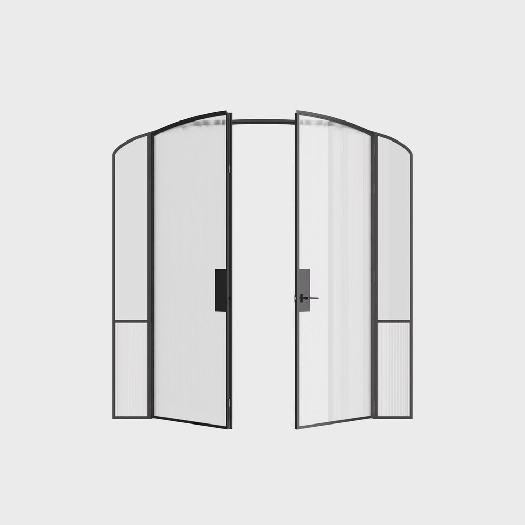 Minimalist interior double mini arch steel doors with sidelights, Air Grand OTTOSTUMM steel frame system