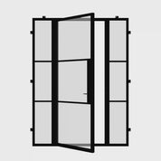 Air 4 single flat steel door with side windows and tempered glass