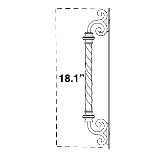 River refined bronze iron door pull handle with forged ironwork.