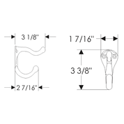 rocky mountain 2 prong coat hook measurements