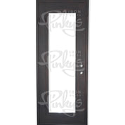 Standard Black metal flat top single entry door with glass.