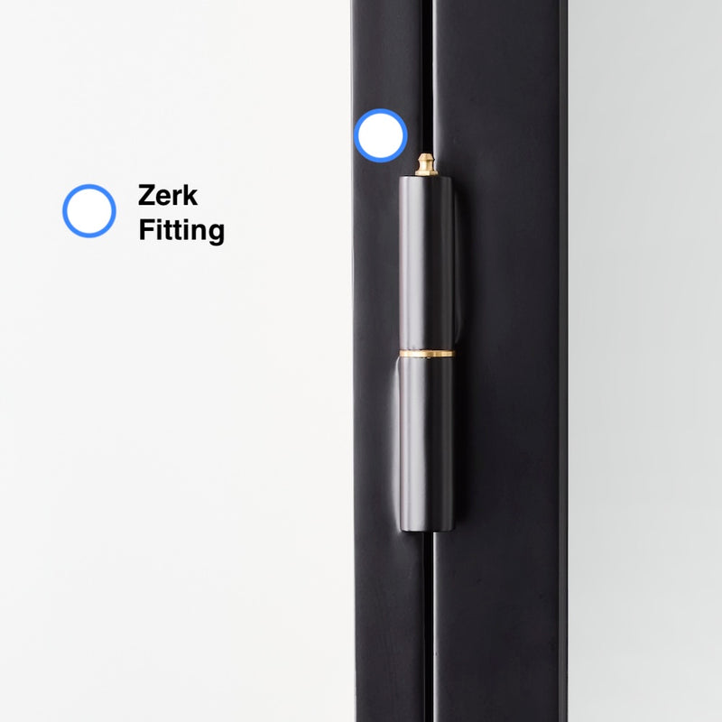 metal bullet hinge with zerk grease fitting