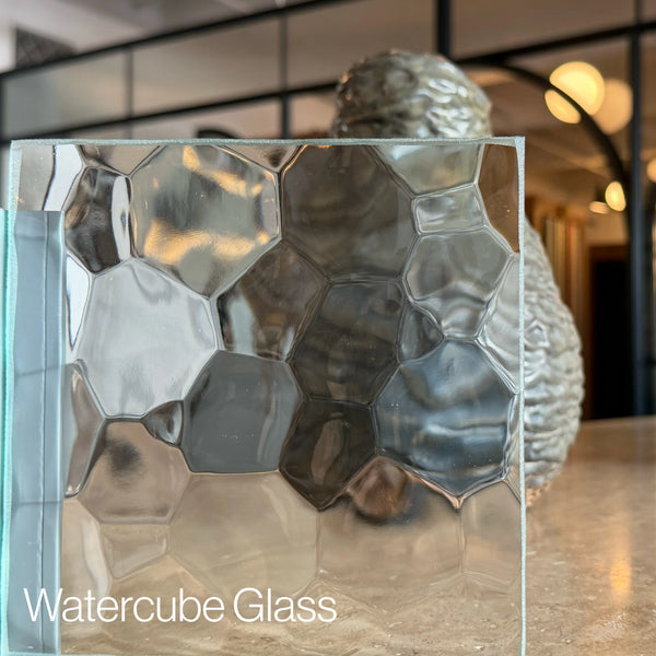 Textured watercube glass sample for architectural steel doors and windows