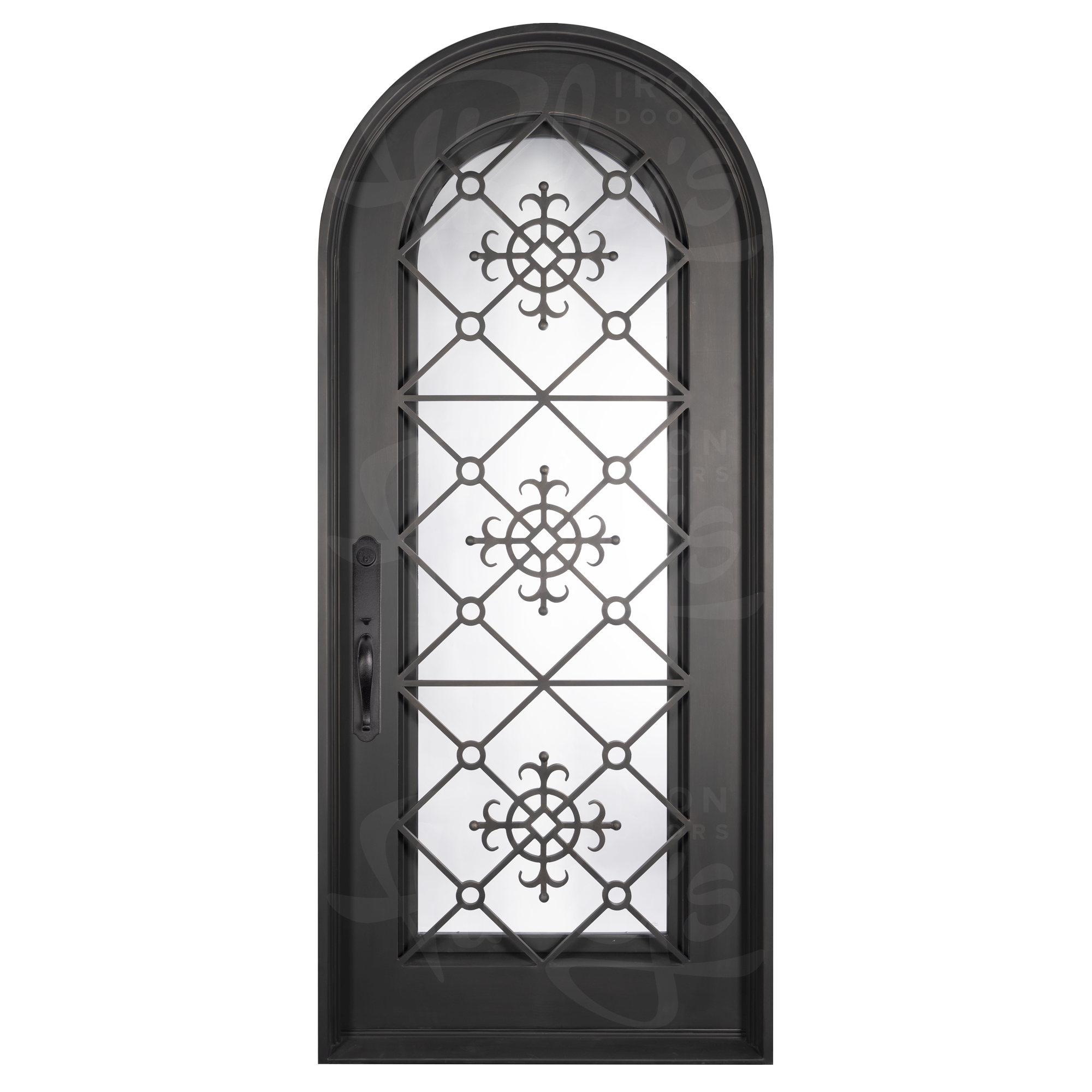 San Francisco round top metal door thermally broken in black.