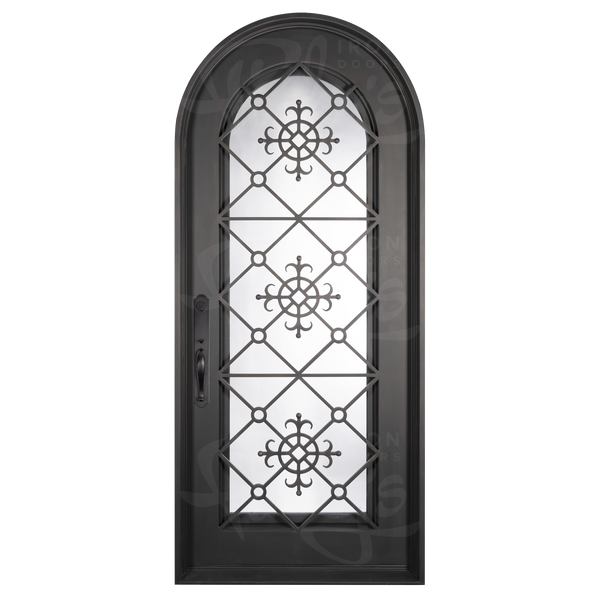 San Francisco round top metal door thermally broken in black.