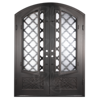 PINKYS Queensway Black Exterior Double Arch Steel Doors
