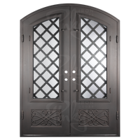 PINKYS Queensway Black Exterior Double Arch Steel Doors