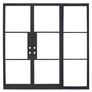 PINKYS Air 4 Double Flat Top Black Steel Door with Right Sidelight