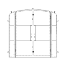 Load image into Gallery viewer, Diagram of PINKYS Air 4 w/ Sidelights Double Mini Arch steel door.