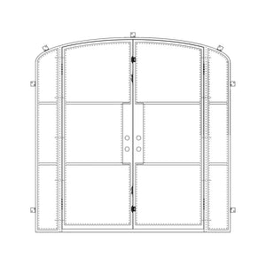 Diagram of PINKYS Air 4 w/ Sidelights Double Mini Arch steel door.