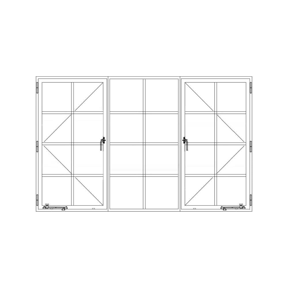 Diagram of PINKYS Air 5 Single Casement Steel Window w/ Middle Fixed Single Panel