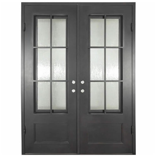 PINKYS Parker Black Steel Double Flat Doors