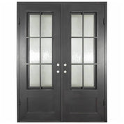 Parker square top door in black finish with thermal break.