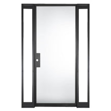 Load image into Gallery viewer, PINKYS Air Lite Interior flat top black steel door w/ sidelights