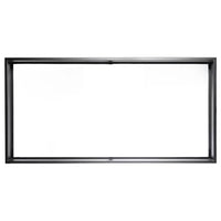 Single-pane transom window with a thin iron frame. Window is thermally broken to protect from extreme weather.