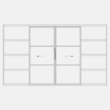 Load image into Gallery viewer, Double Flat Top Track Sliding steel door (Barn door) with sidelight frames , and with 3 glass panes on each door - PINKYS